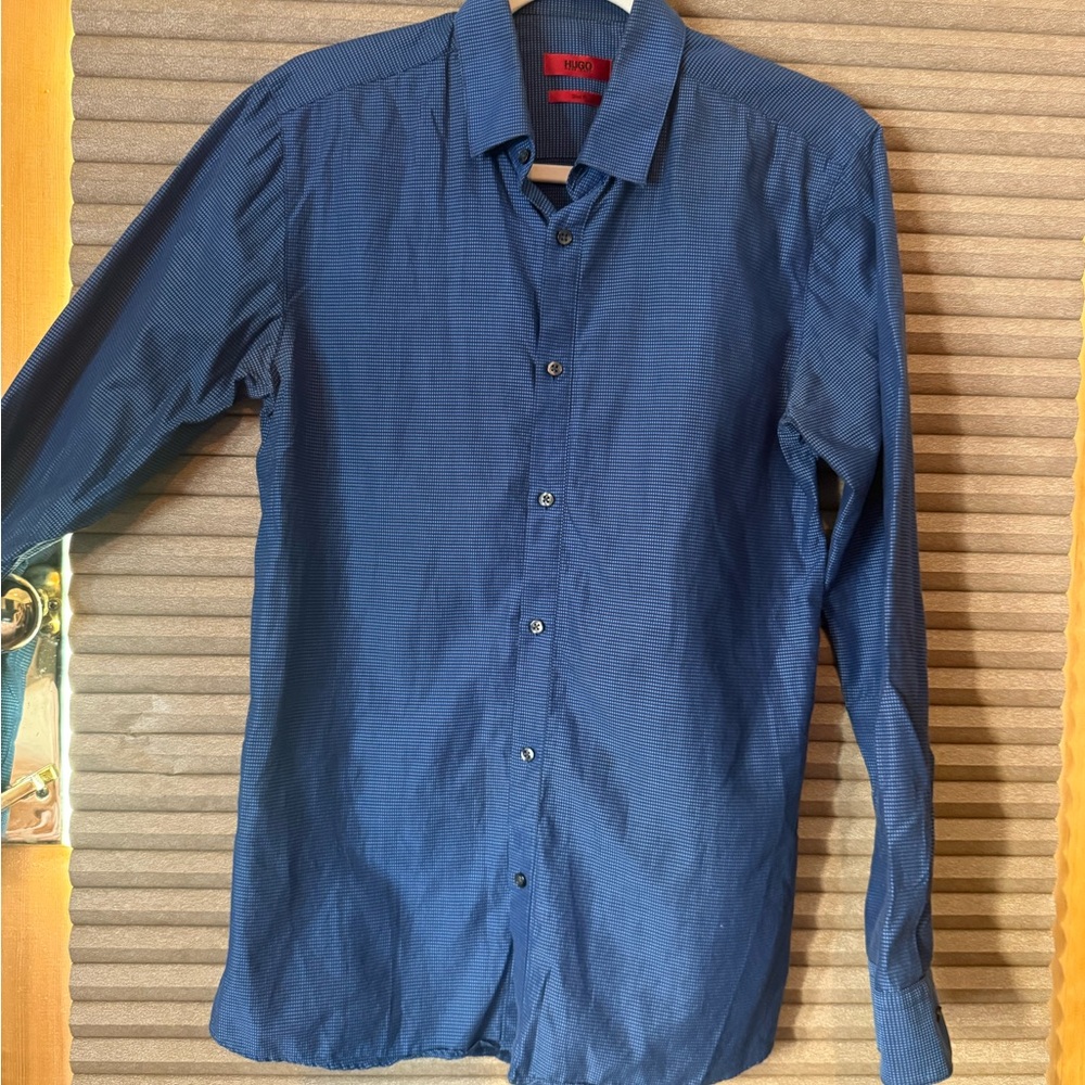 Hugo Boss Blue Button-Up Shirt | XS